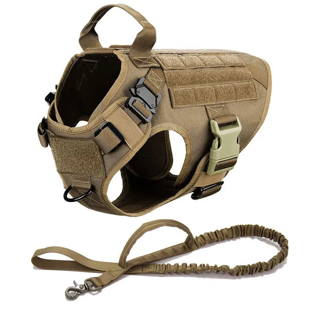 Tactical No Pull Dog Harness for Large Breeds for Training, Hiking and Walking for Brown