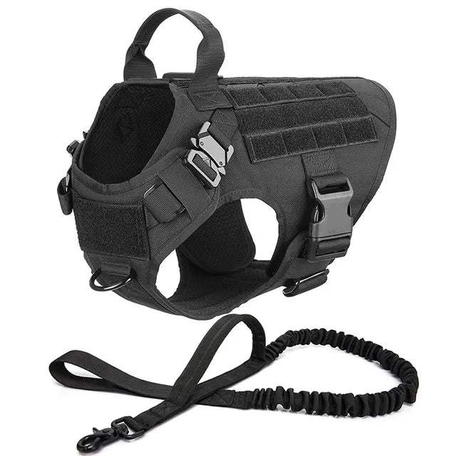 Tactical No Pull Dog Harness for Large Breeds for Training, Hiking and Walking Black