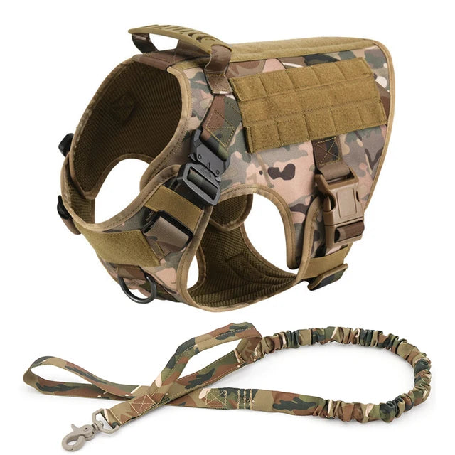 Tactical No Pull Dog Harness for Large Breeds for Training, Hiking and Walking Army