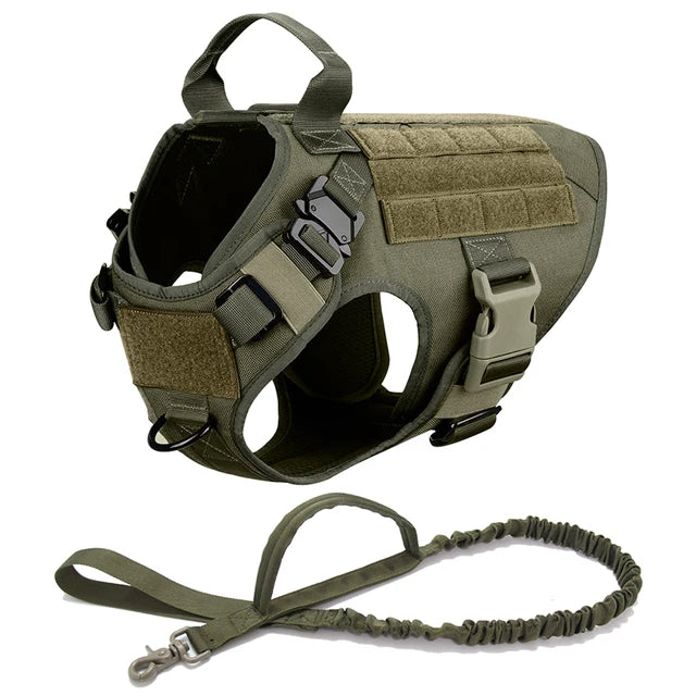 Tactical No Pull Dog Harness for Large Breeds for Training, Hiking and Walking Green