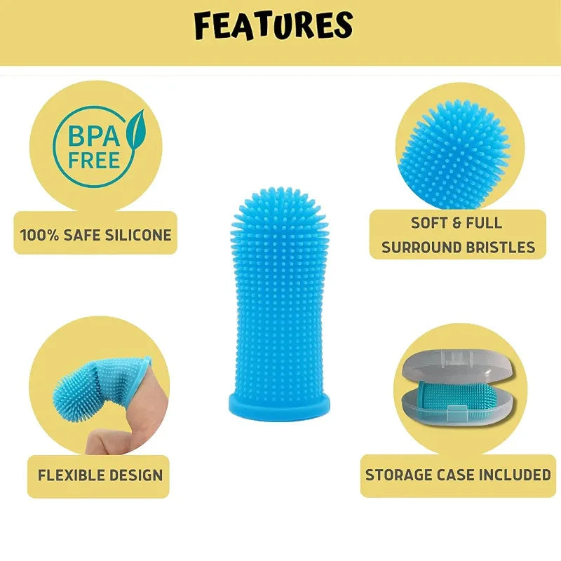 Dog Cleaning Toothbrush Finger blue