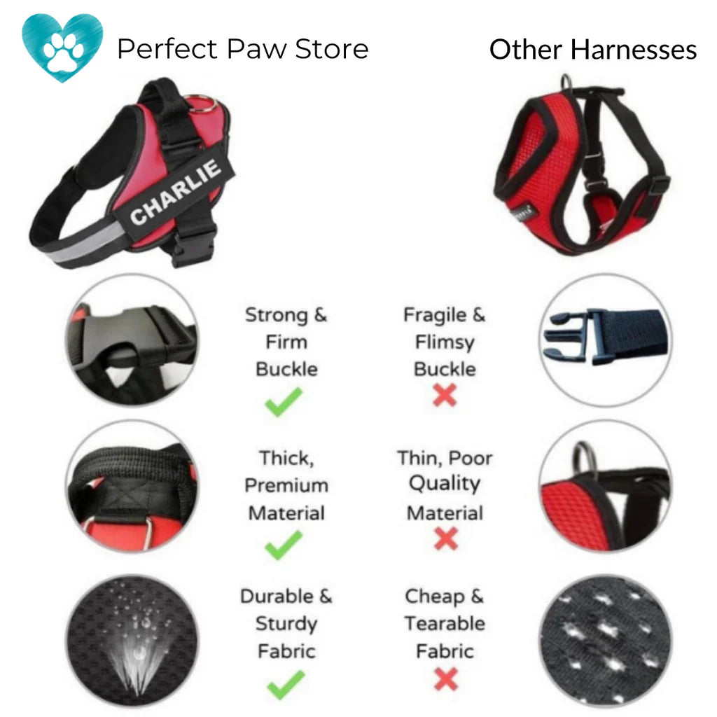 Personalized NO PULL Dog Harness - Custom Name & Phone Number, Heavy Duty Pet Vest to Prevent Tugging, Pulling, or Choking, Ideal for Training & Walking