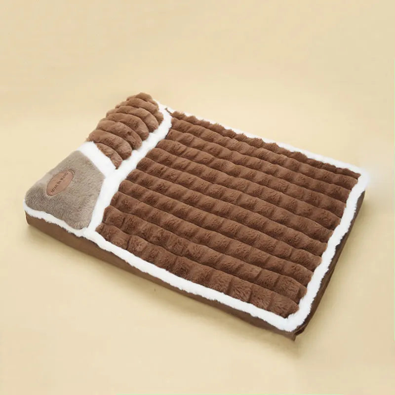 Soft and Comfortable bed with built in pillow for dog