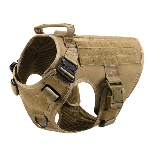 Tactical No Pull Dog Harness for Large Breeds for Training, Hiking and Walking Brown