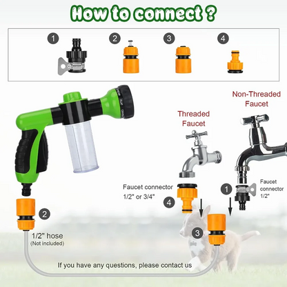 how can work ?The Original Paws Jet gun sPray nozzle shower for dog| The PUP JET GUN| High Pressure Hose Nozzle Foam Gun Shower Pets